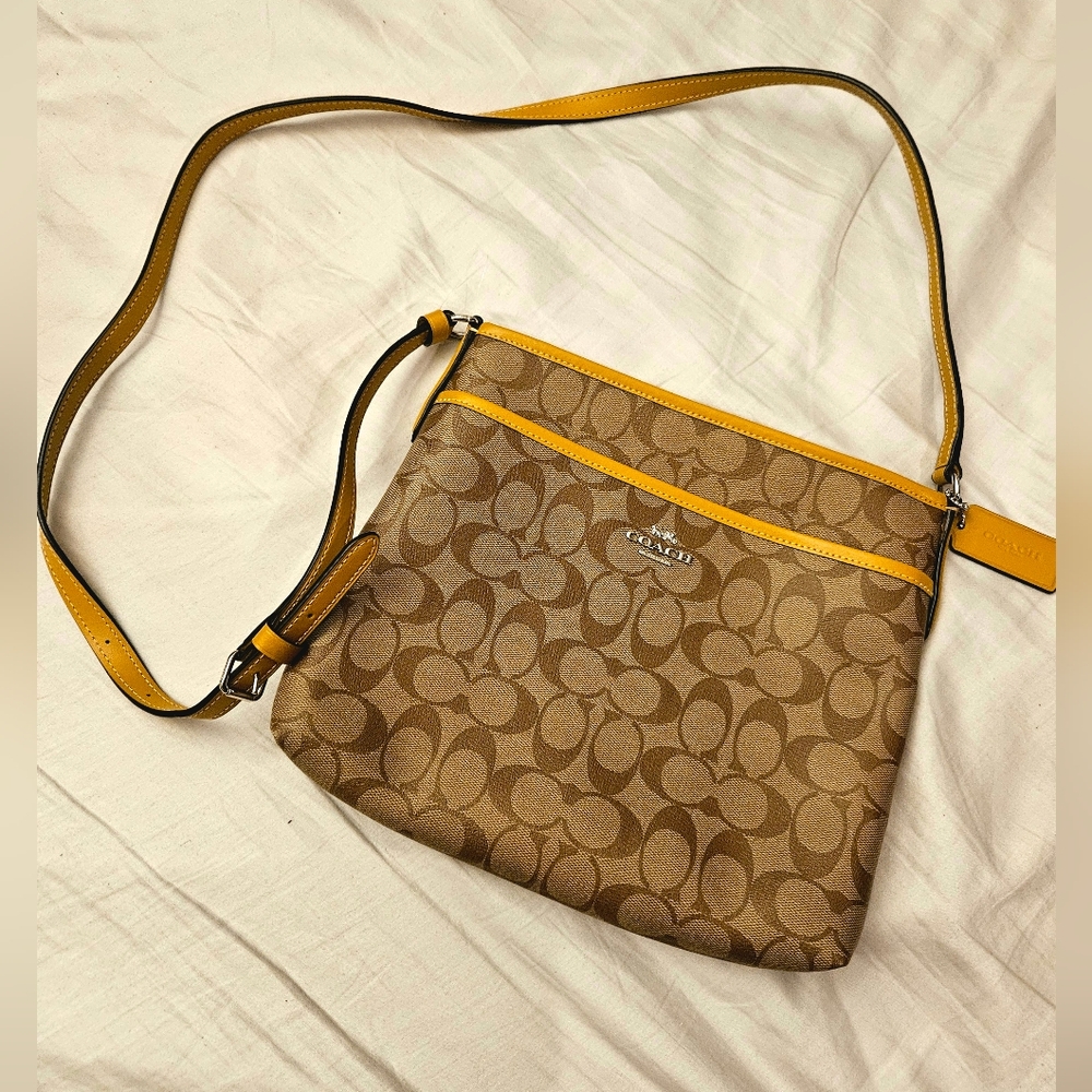 Coach File Signature F29210 Crossbody Bag Khaki Flax